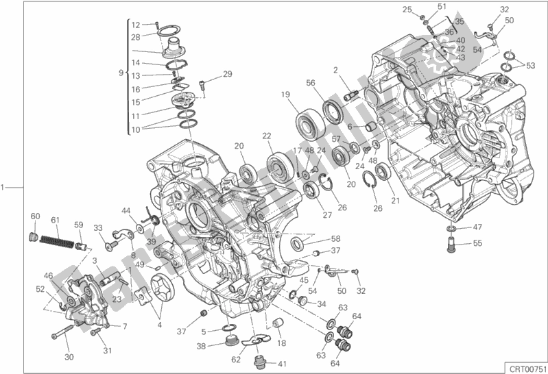 All parts for the 010 - Half-crankcases Pair of the Ducati Supersport Thailand 950 2017